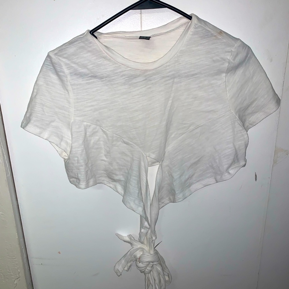 Cross body white crop top